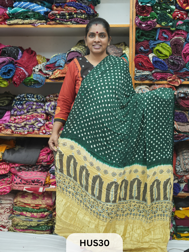 BANDHANI AJRAKH WITH LAGDI PATTA DUPPATA