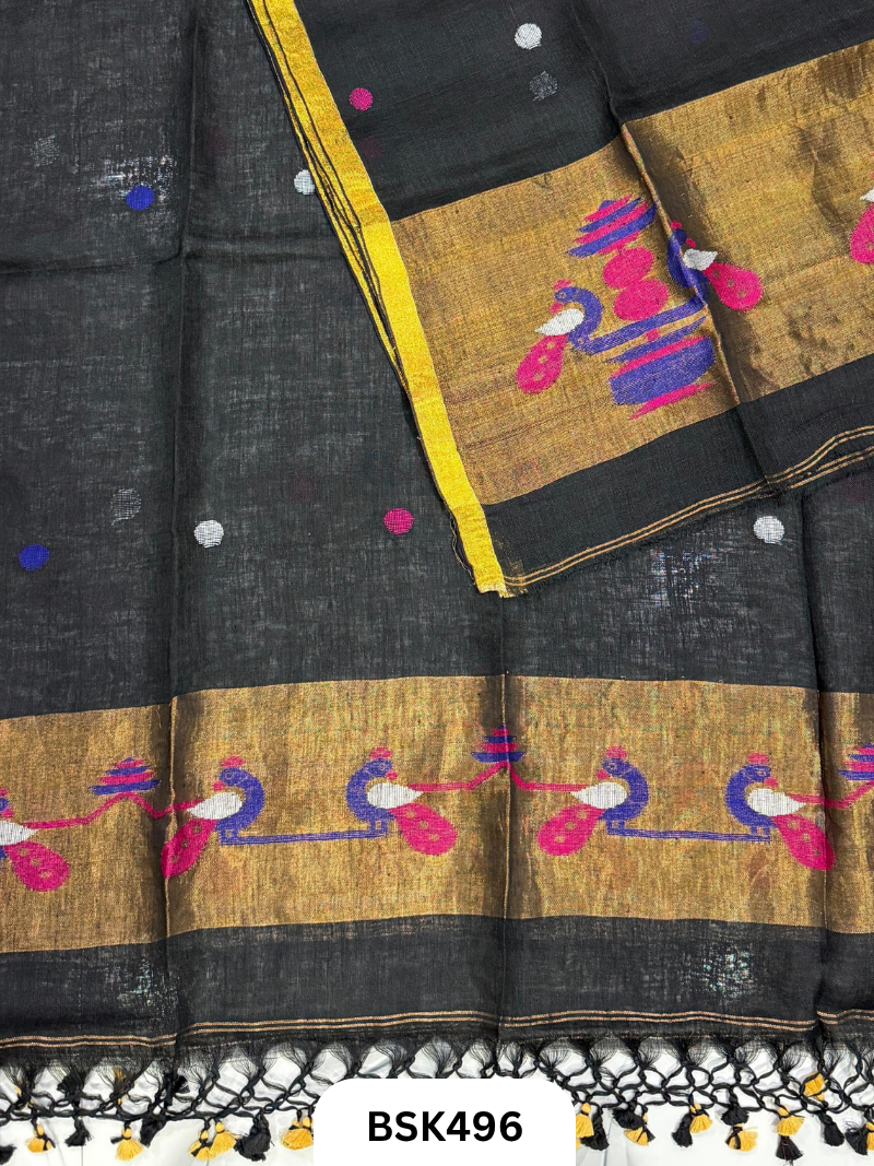 Pure Jayashree Linen By Linen Paithani - Top 2.6& Duppatta