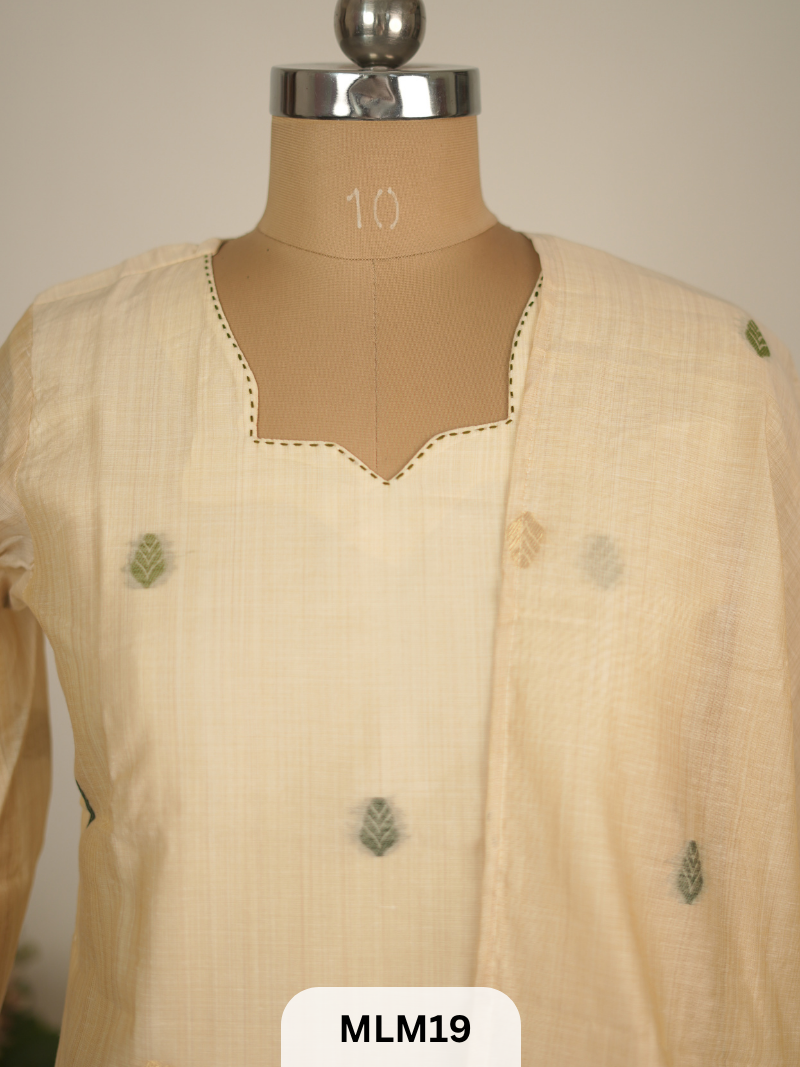 PURE JAMDANI COTTON KURTI SET - 3PCS