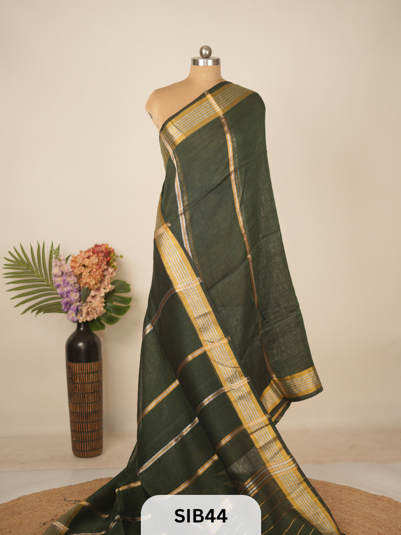 PURE JAYASHREE LINEN WITH COTTON SAREE - HANDLOOM