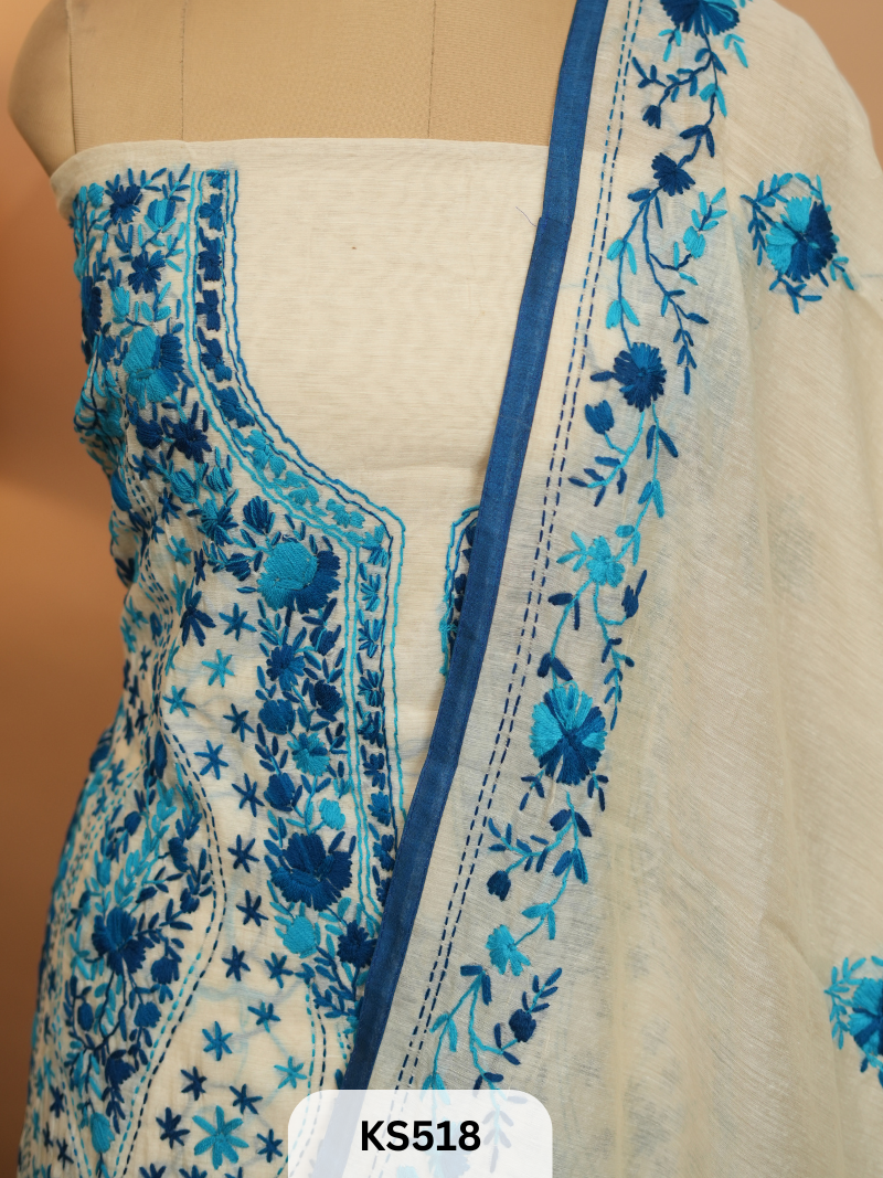 Dupion Chanderi Silk With Hand Kantha Stitch