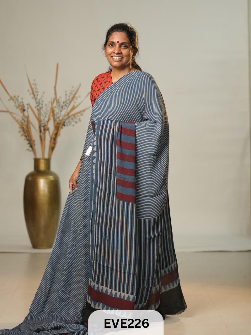 Chinon Chiffon Ajrakh Print Saree