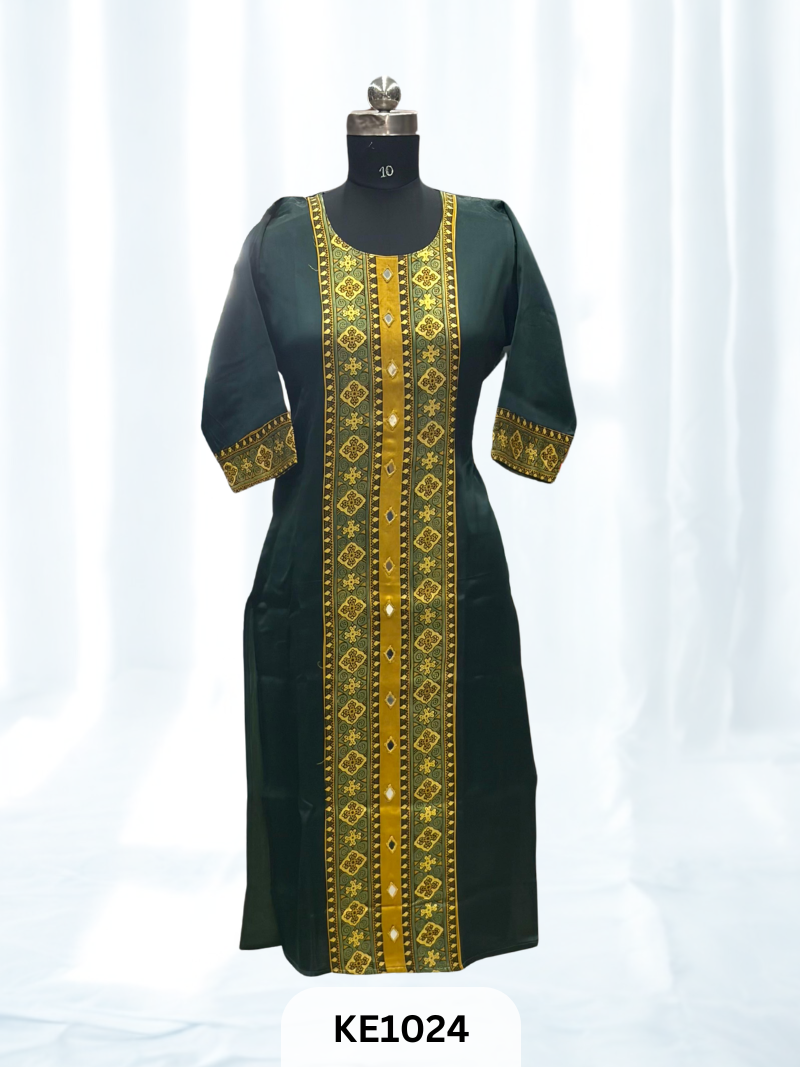 MASHRU SILK PANEL WITH MIRROR WORK - KURTI