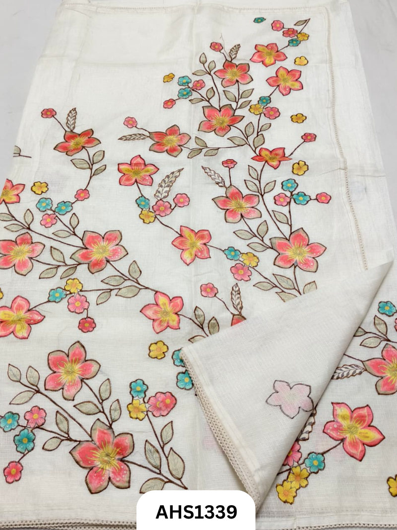 Soft Silk Kota Patch Work Saree With Blouse