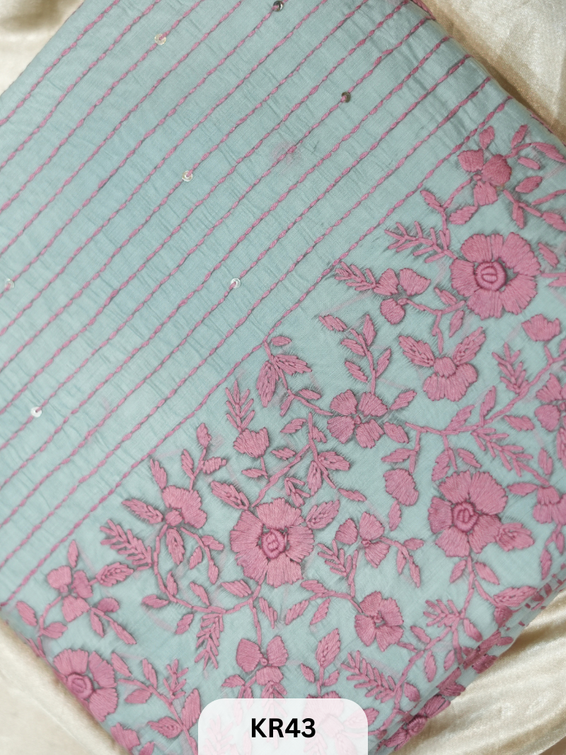 DUPION SILK WITH PURE HAND KANTHA HEAVY