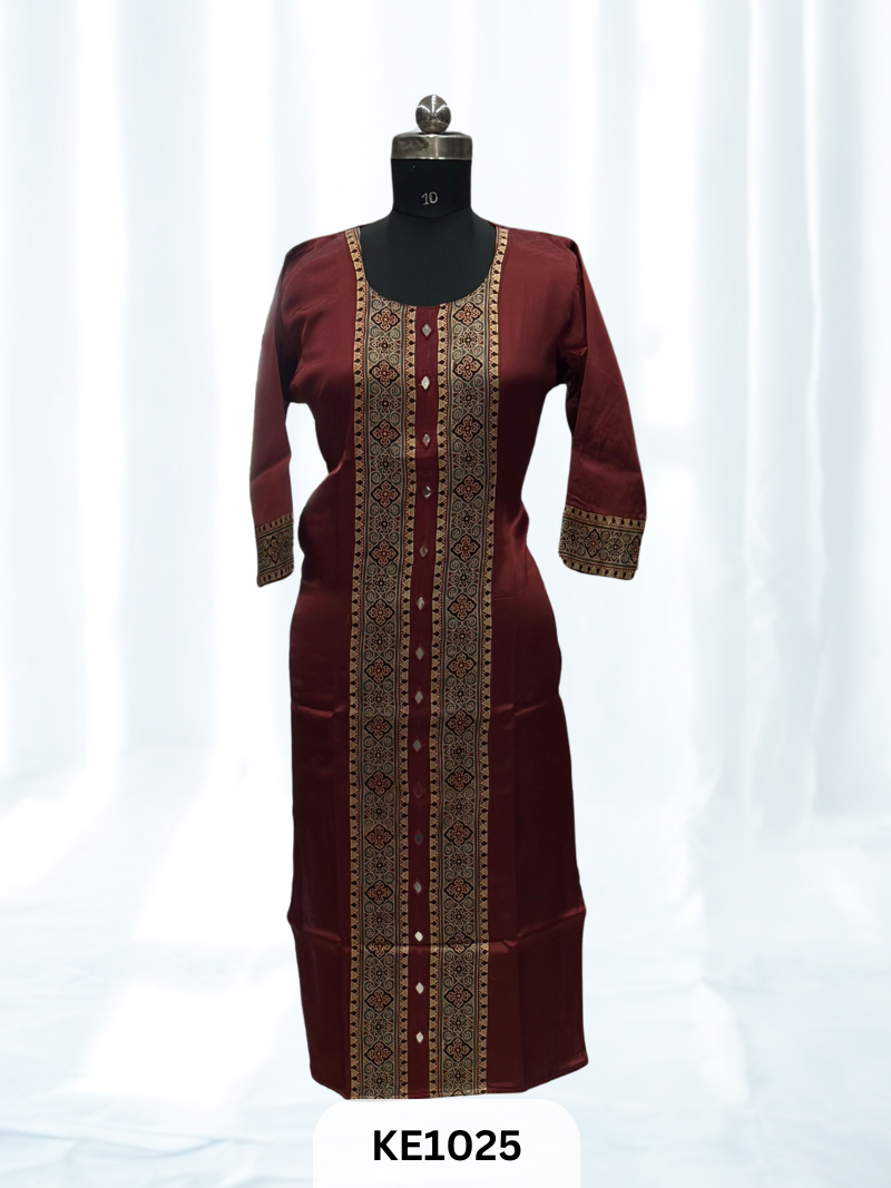 MASHRU SILK PANEL WITH MIRROR WORK - KURTI