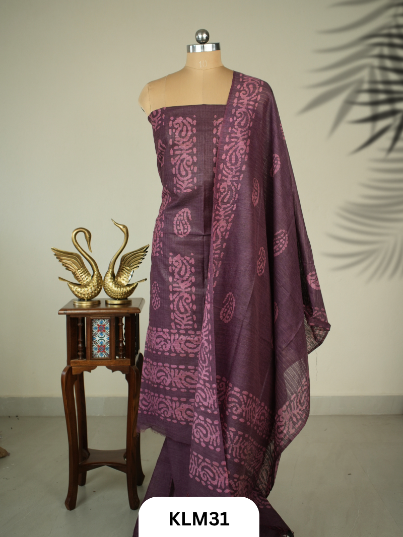 Semi Tussar Salwar Unstitched 3Pc Set