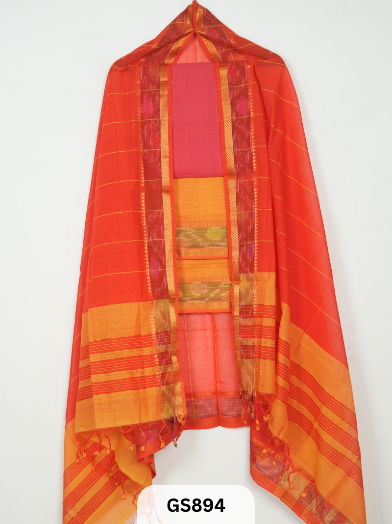 Pure Handloom Mangalgiri Pochampalli suit - 3piece