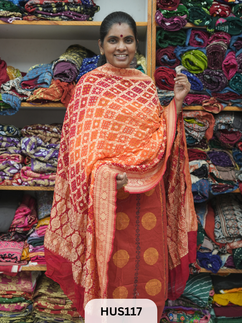 PURE KHADDI GEORGETTE DUPPATTA
