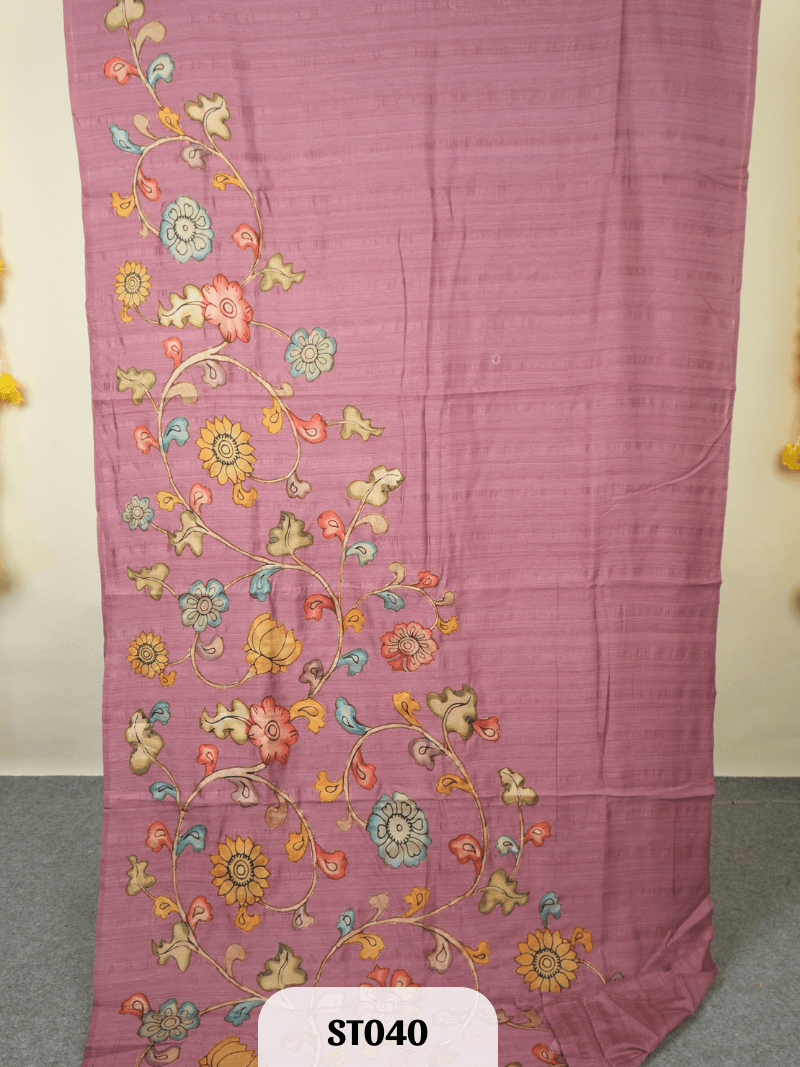 Kalamkari Appliqué work Saree - Premium Semi Tussar