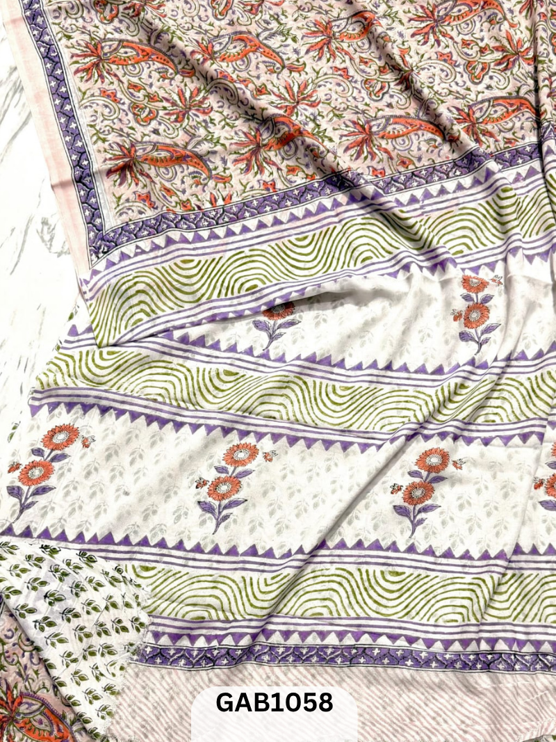 Premium Hand Block Printed Georgette Sarees with Blouse