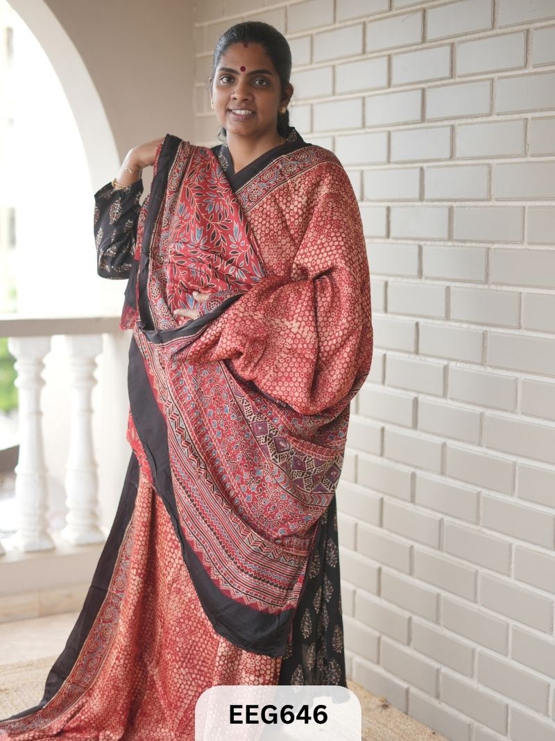 AJRAKH MODAL SAREE - JACKPOT