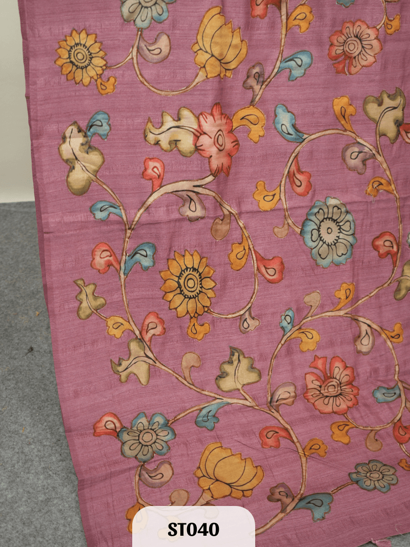 Kalamkari Appliqué work Saree - Premium Semi Tussar