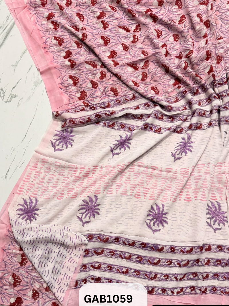 Premium Hand Block Printed Georgette Sarees with Blouse