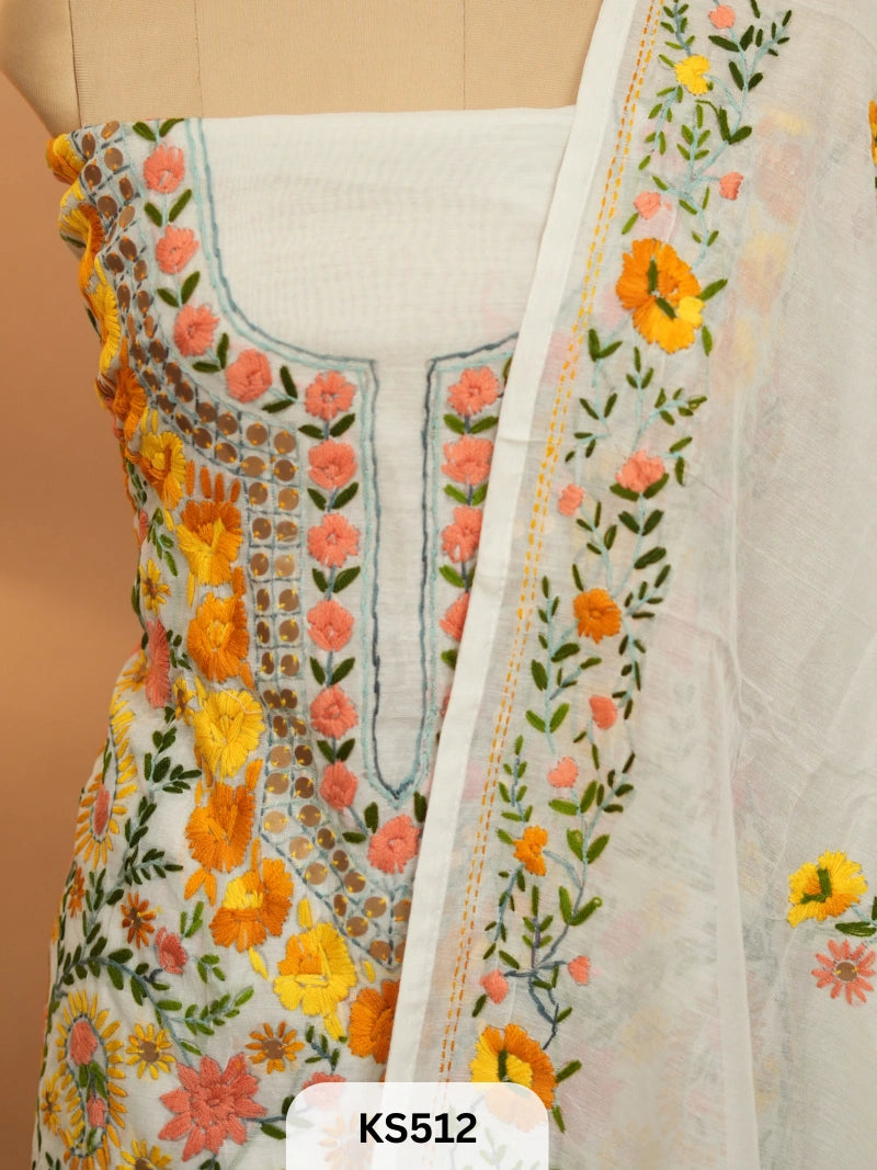 Dupion Chanderi Silk With Hand Kantha Stitch -1