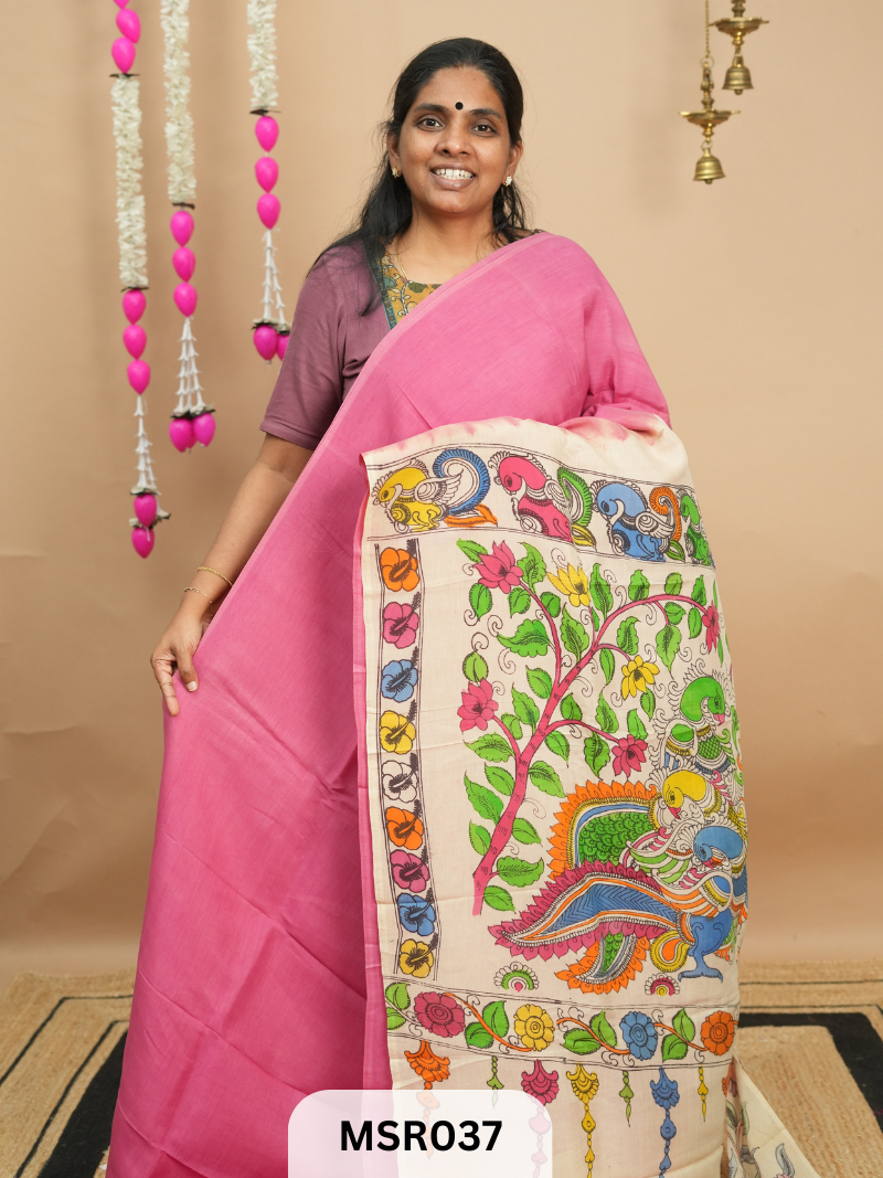 BANGLORE SILK BORDERLESS KALAMKARI TIE AND DYE
