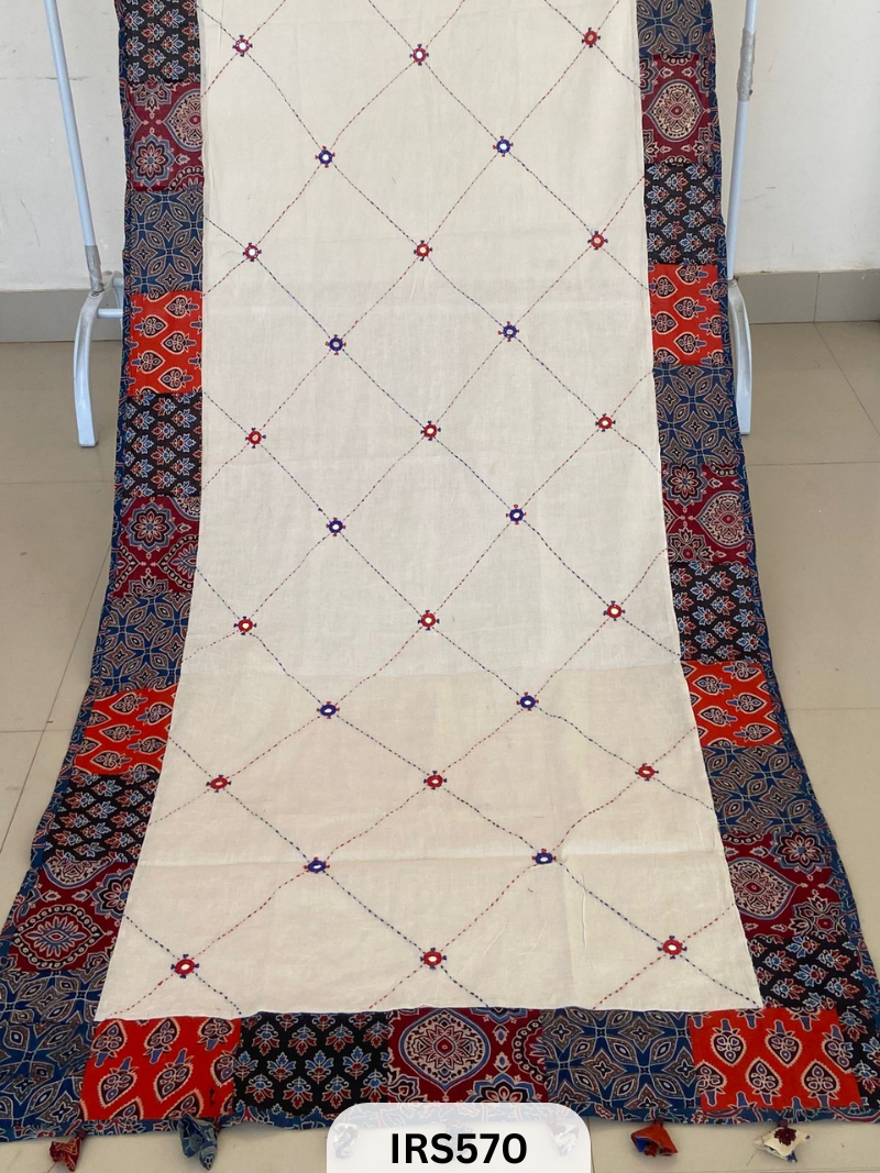 AJRAKH PATCH WORK AND HAND MIRROR WORK DUPATTA - 2.5MTR LENGTH AND 34 PANA