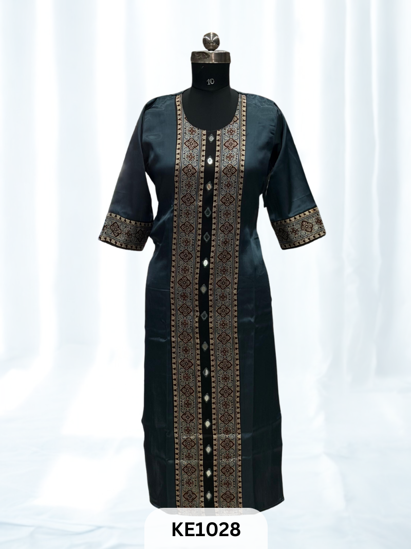 MASHRU SILK PANEL WITH MIRROR WORK - KURTI