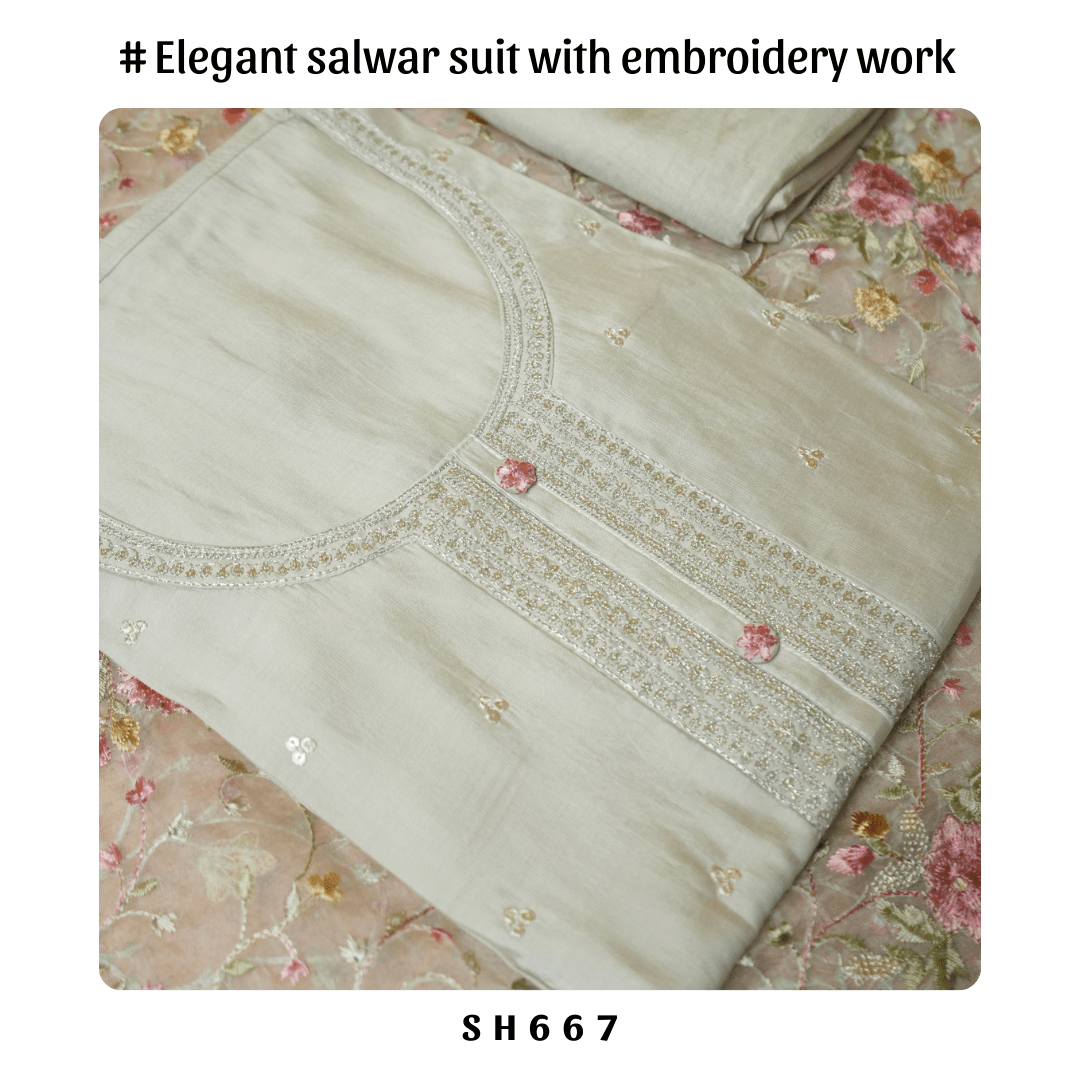 Elegant salwar suit with Organza Embroidered Dupatta