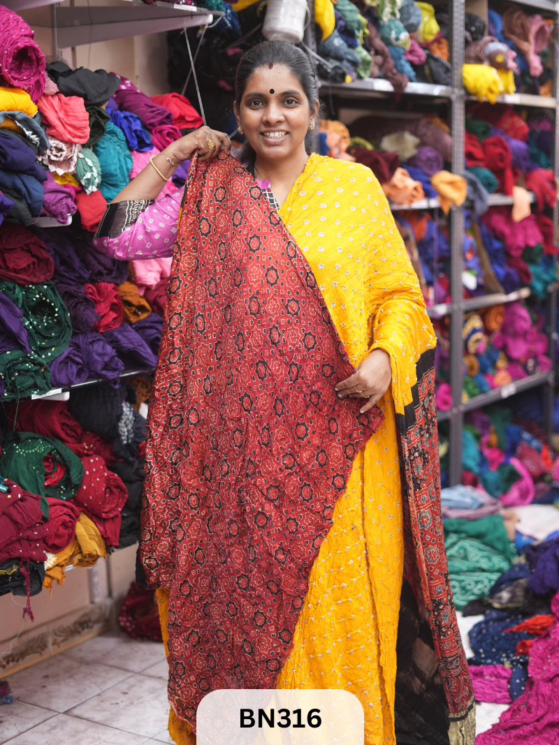 MODAL GAJI - AJRAKH BANDHINI SAREE