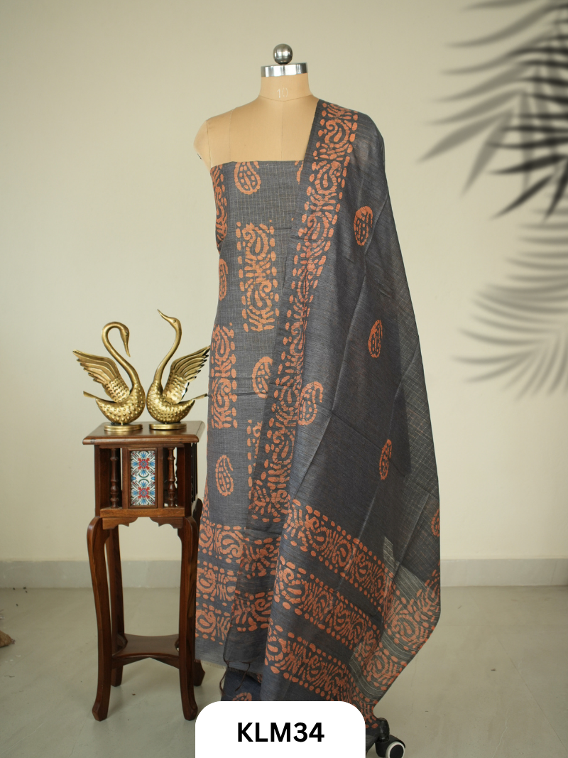 Semi Tussar Salwar Unstitched 3Pc Set