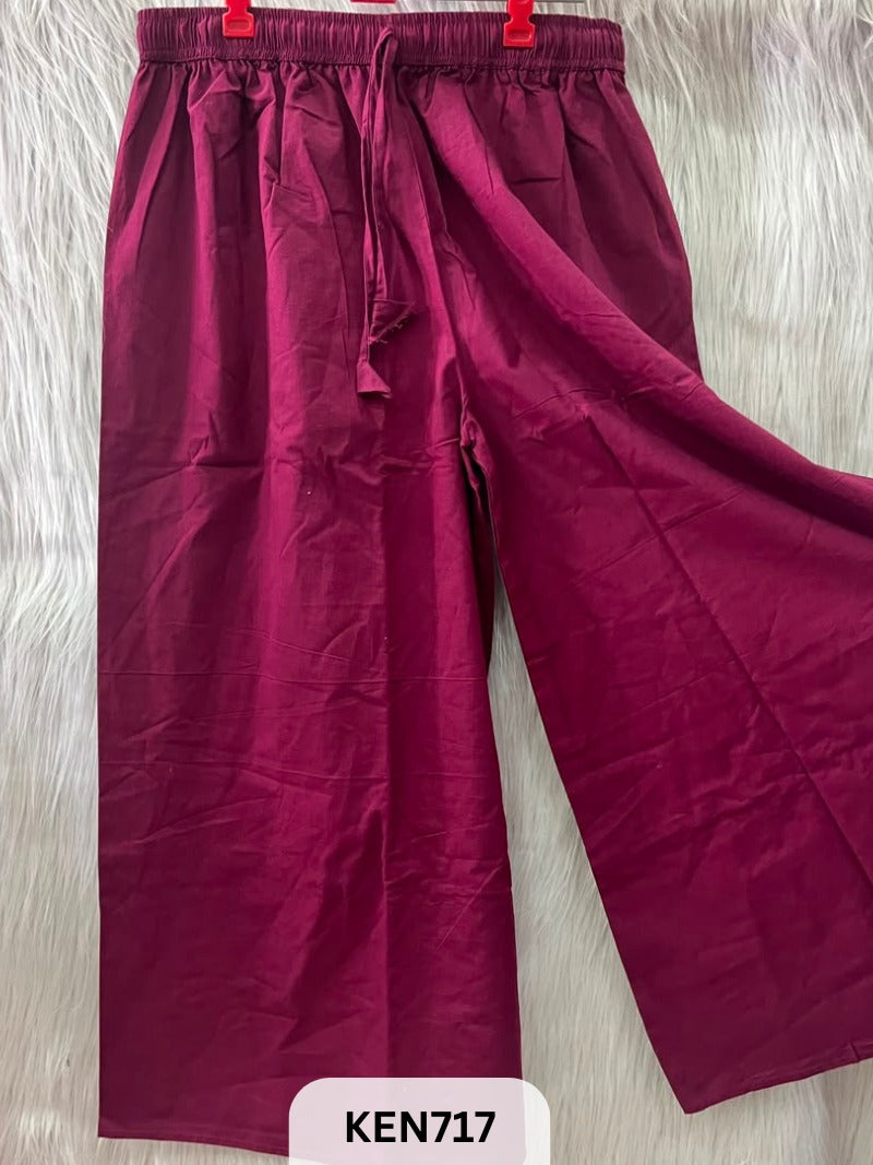 COTTON PLAIN PALAZZO PANT FREESIZE (22-40INCH)