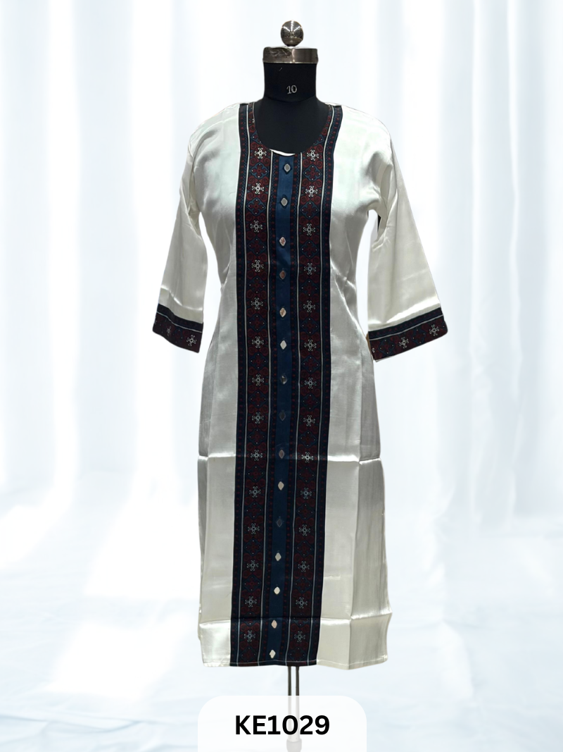 MASHRU SILK PANEL WITH MIRROR WORK - KURTI