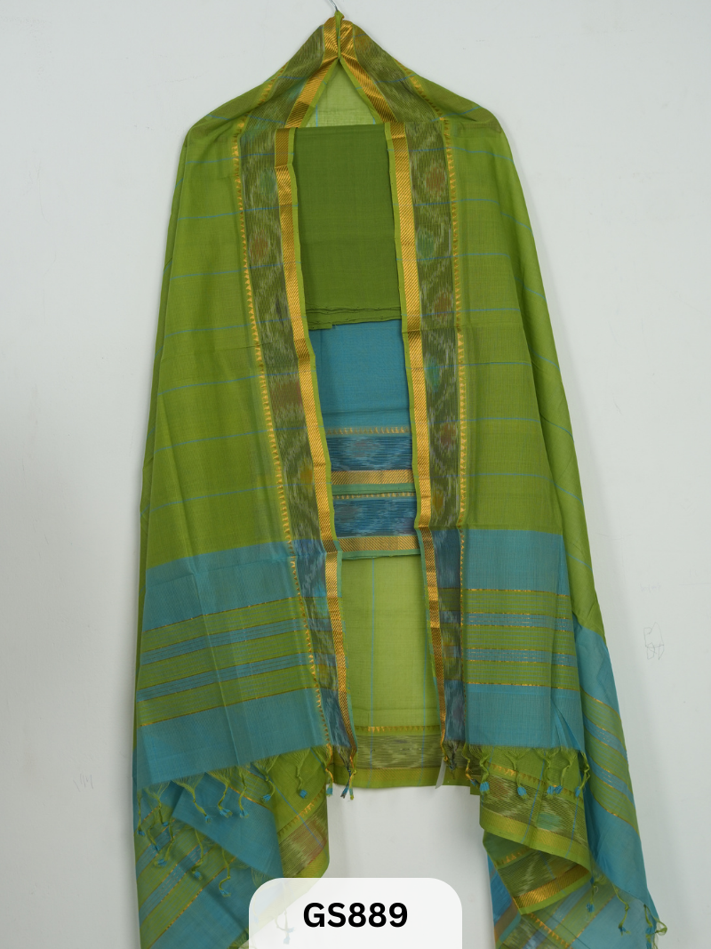 Pure Handloom Mangalgiri Pochampalli suit - 3piece