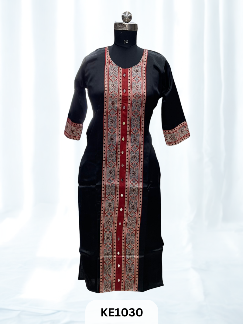 MASHRU SILK PANEL WITH MIRROR WORK - KURTI