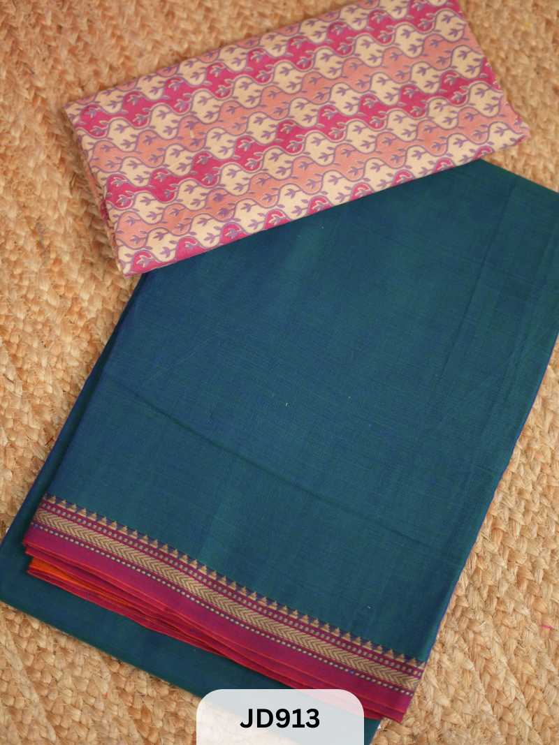 NARAYANAPET SAREE WITH KALAMKARI FUSION BLOUSE