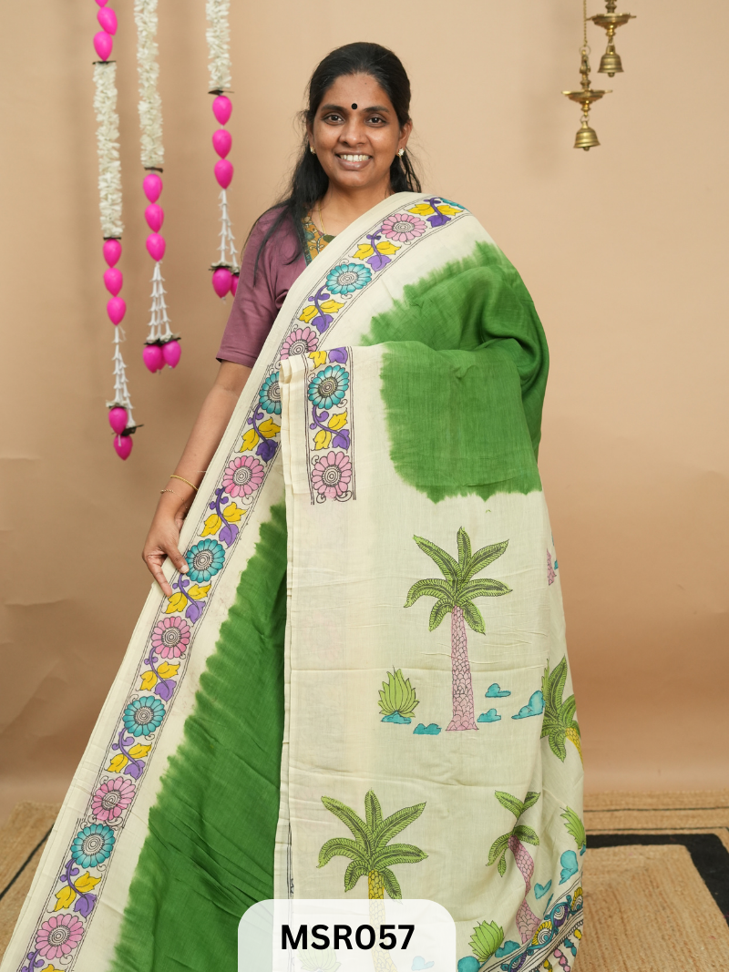 BANGLORE SILK BORDERLESS KALAMKARI TIE AND DYE