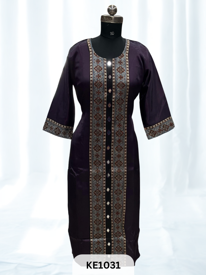 MASHRU SILK PANEL WITH MIRROR WORK - KURTI
