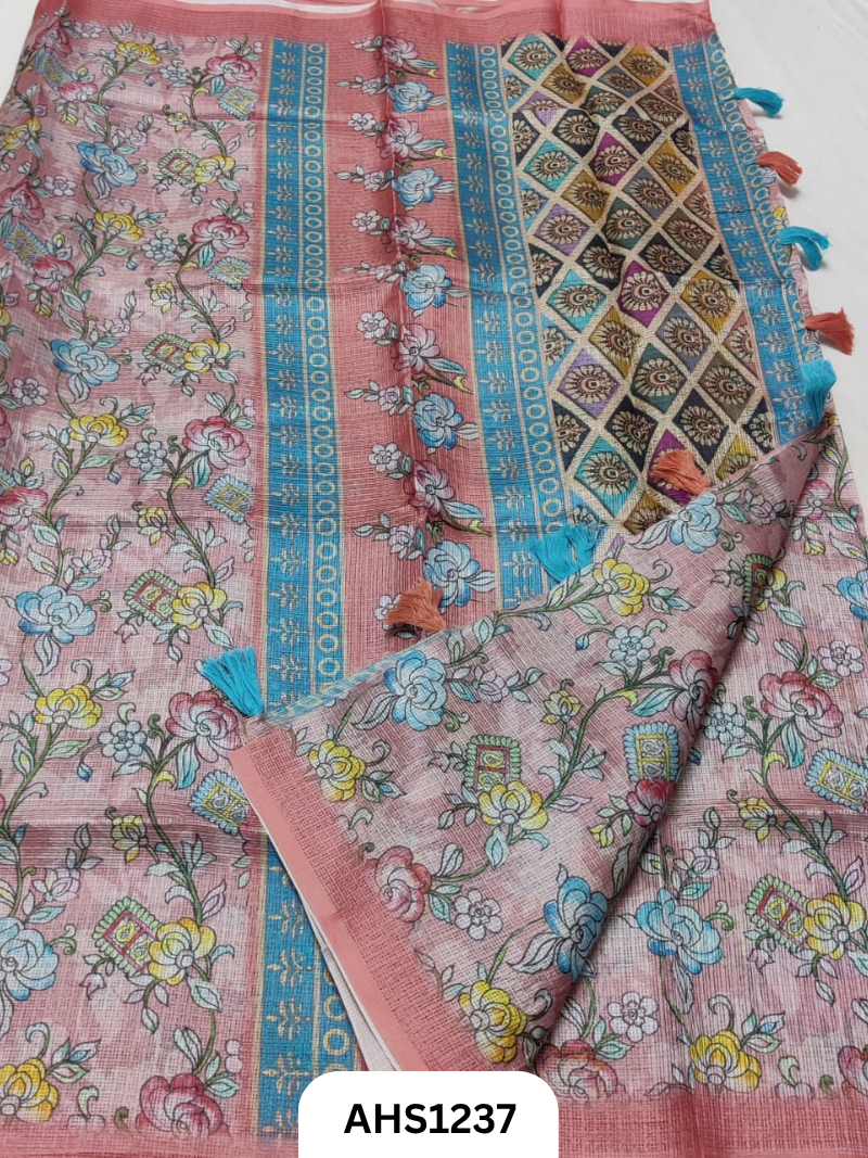 Soft Silk Kota Digital Print Saree With Blouse