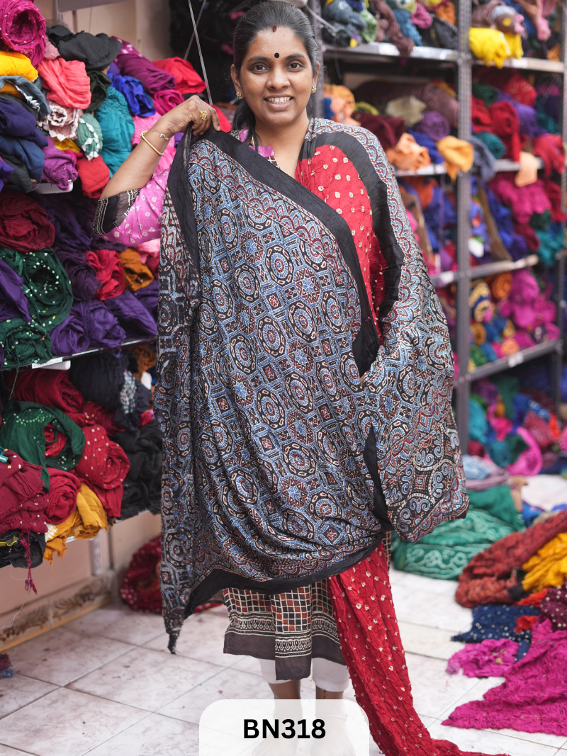 MODAL GAJI - AJRAKH BANDHINI SAREE