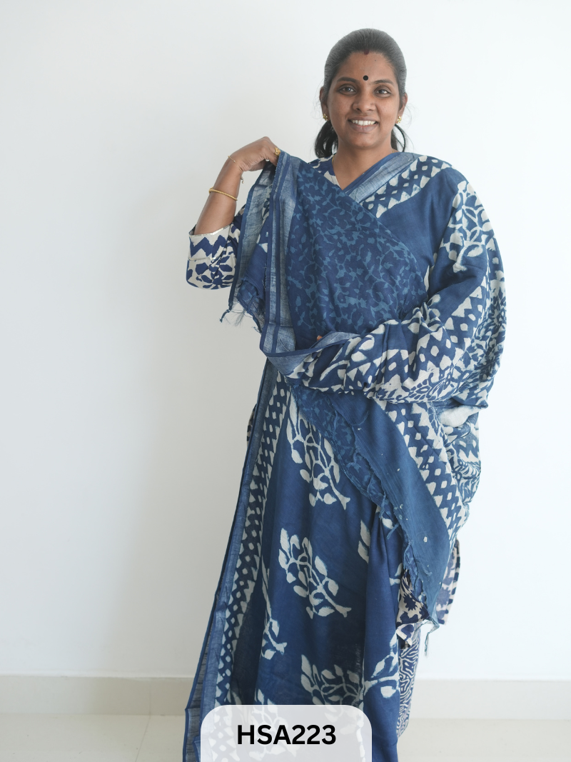 LENIN COTTON HANDBLOCK PRINTED SAREE