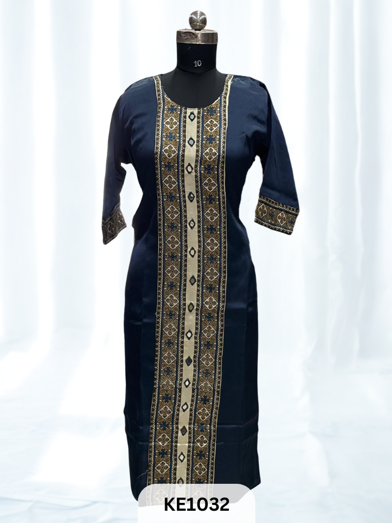 MASHRU SILK PANEL WITH MIRROR WORK - KURTI