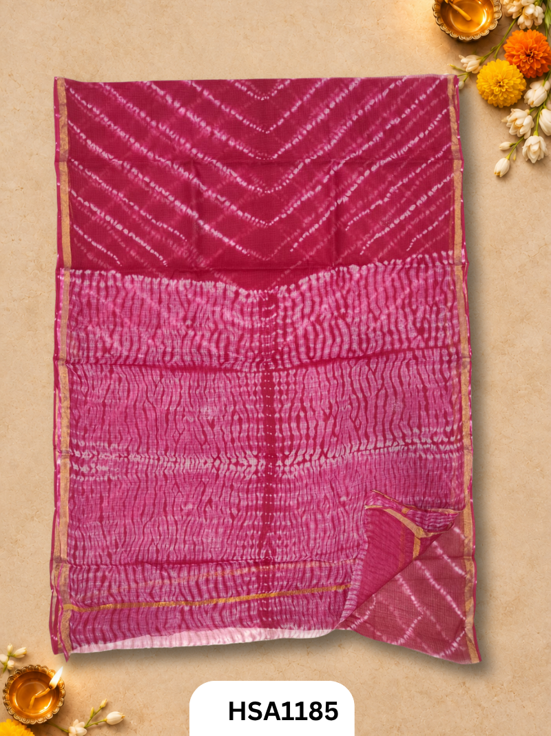 Hand Block Printed Kota Doriya Saree with Blouse