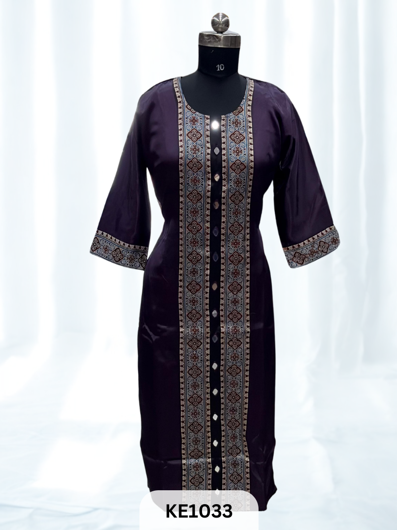 MASHRU SILK PANEL WITH MIRROR WORK - KURTI