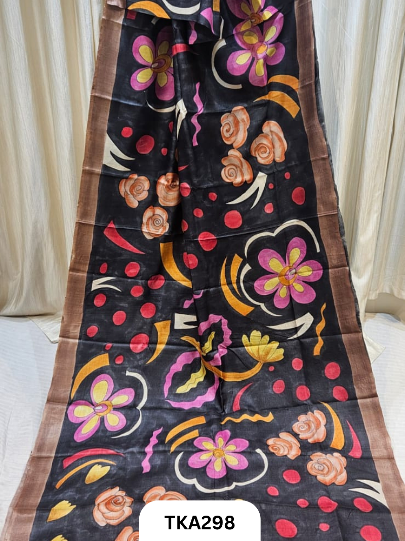 PURE HANDOWEN TUSSAR HAND PAINTED SAREE