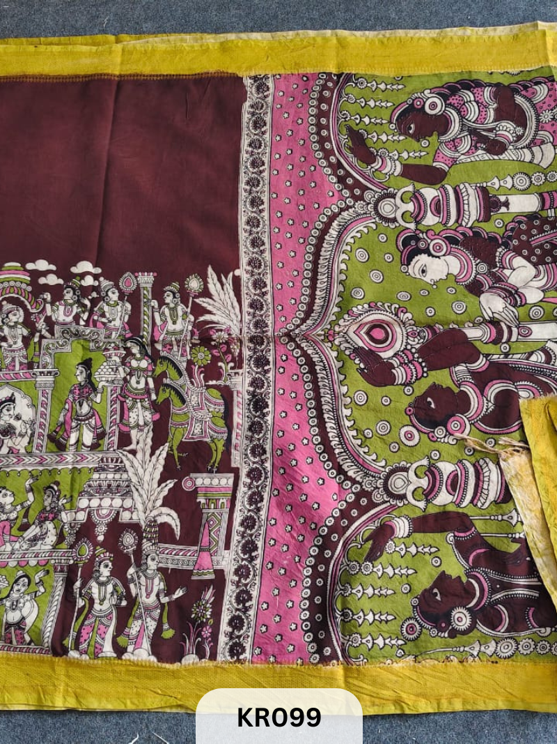 PURE NATURAL KALAMKARI CHENNURI SILK