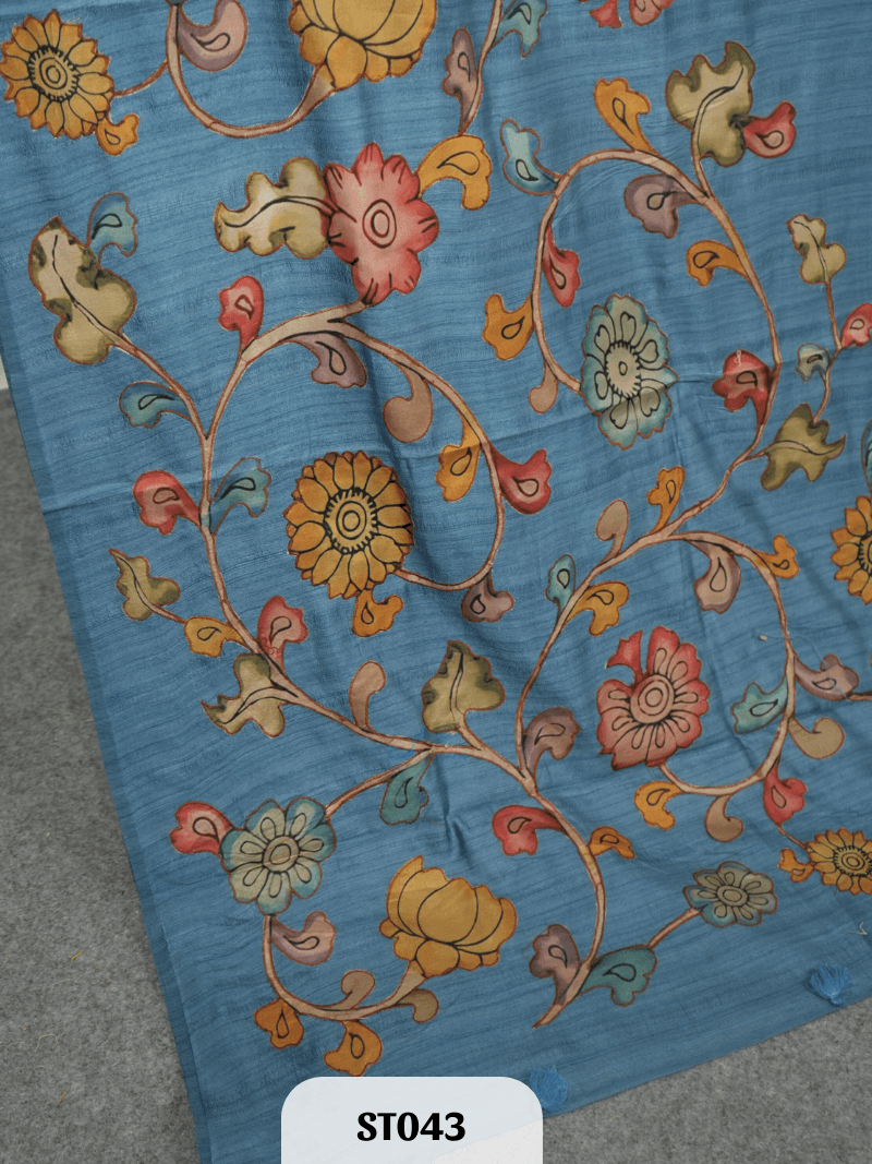 Kalamkari Appliqué work Saree - Premium Semi Tussar
