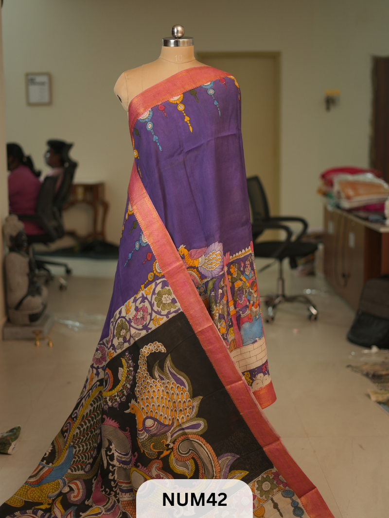 PENKALAMKARI CHENNURI SILK SAREE