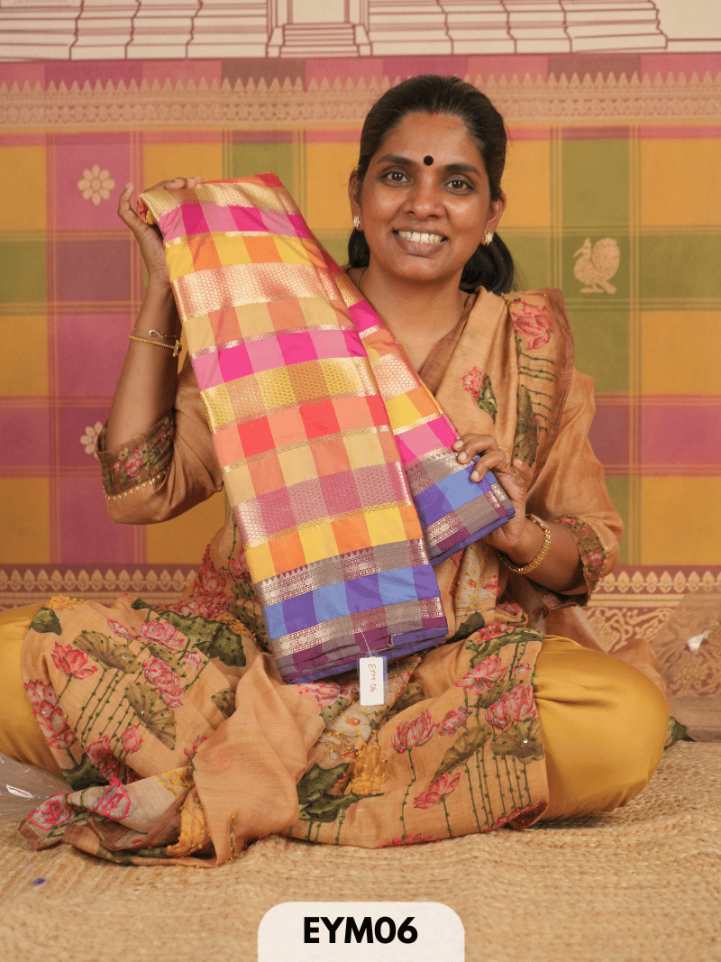 VINTAGE CHECKS SEMI SOFT SILK SAREE