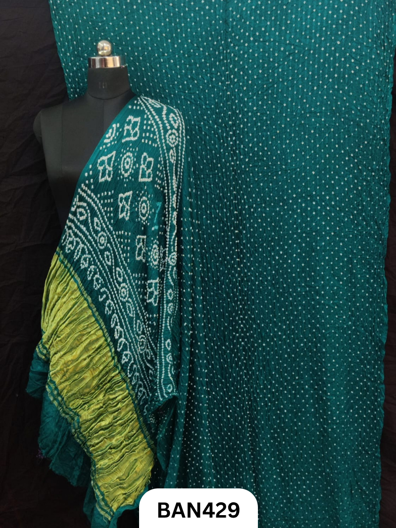 Vegan Silk Tissue Pallu Heavy Dani Bandhej Saree