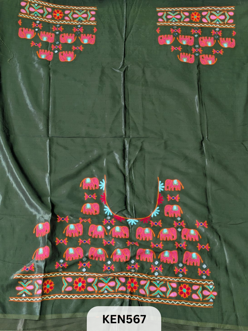 MASHRUSILK HAND AARIWORK UNSTITCHED BLOUSEPIECE