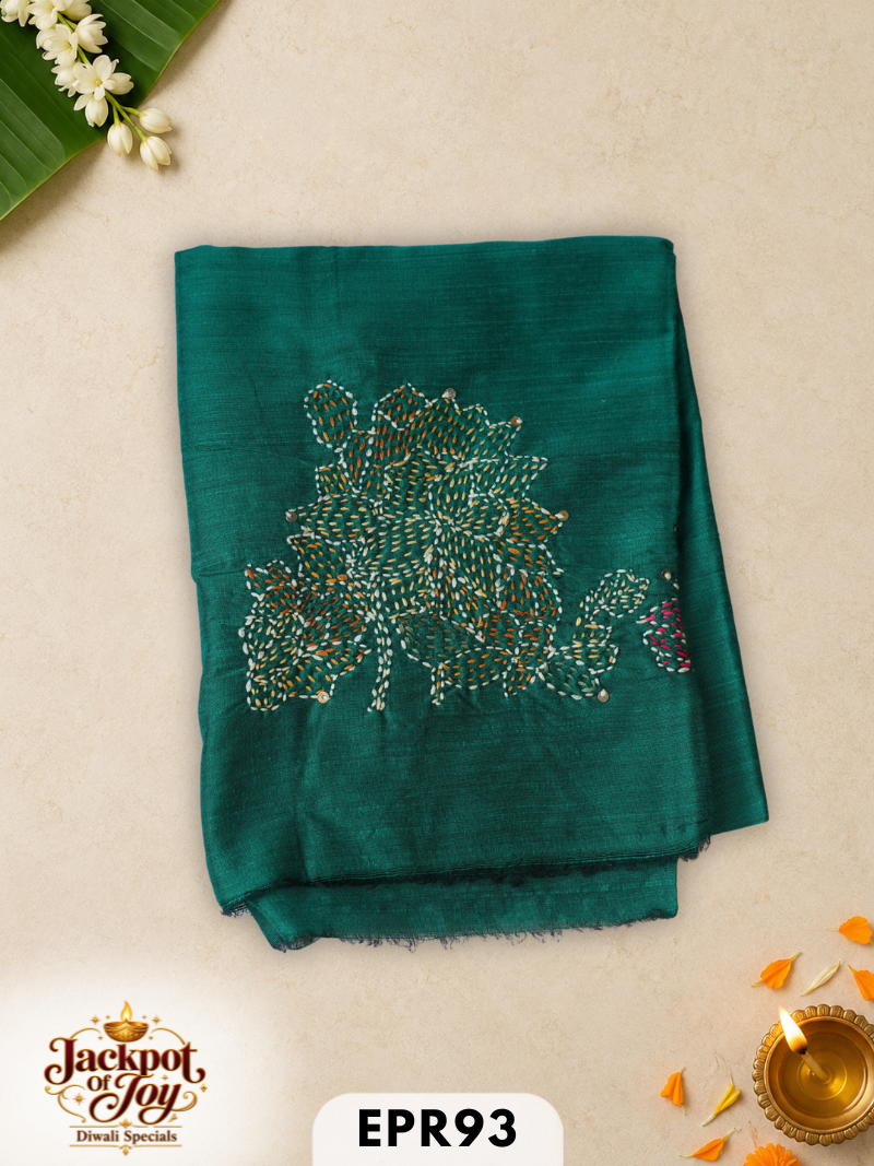Raw silk with Kantha Blouse