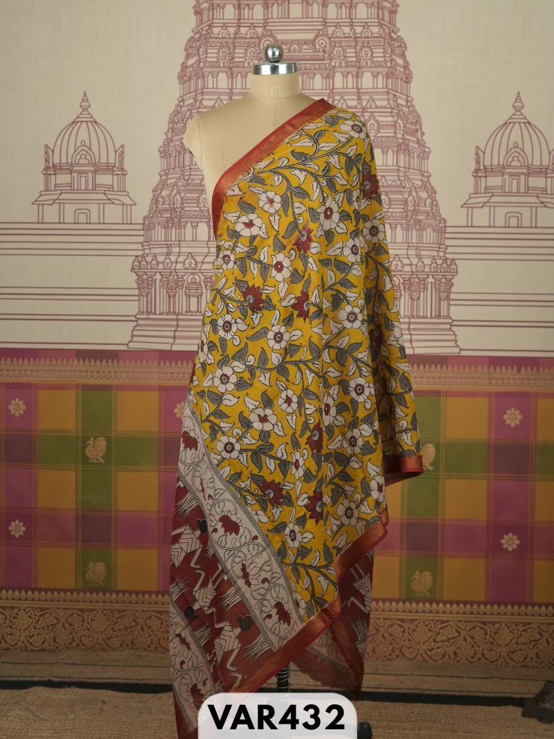 kalamkari cotton border duppatta + shipping