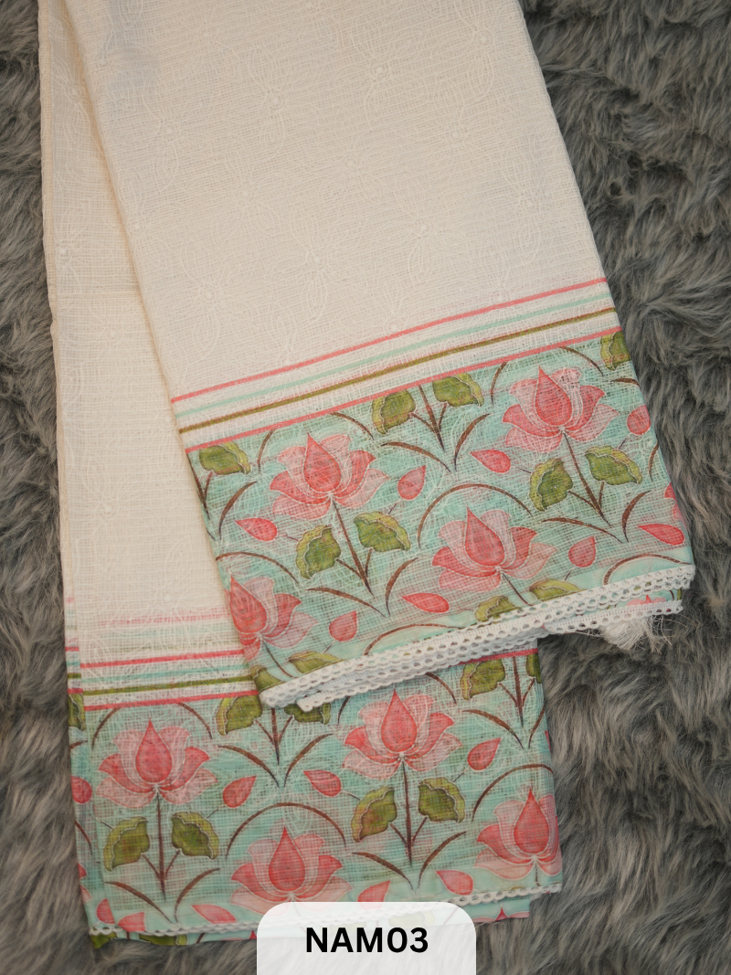 KOTA X CHIKANKARI HANDBLOCK PRINT SAREE