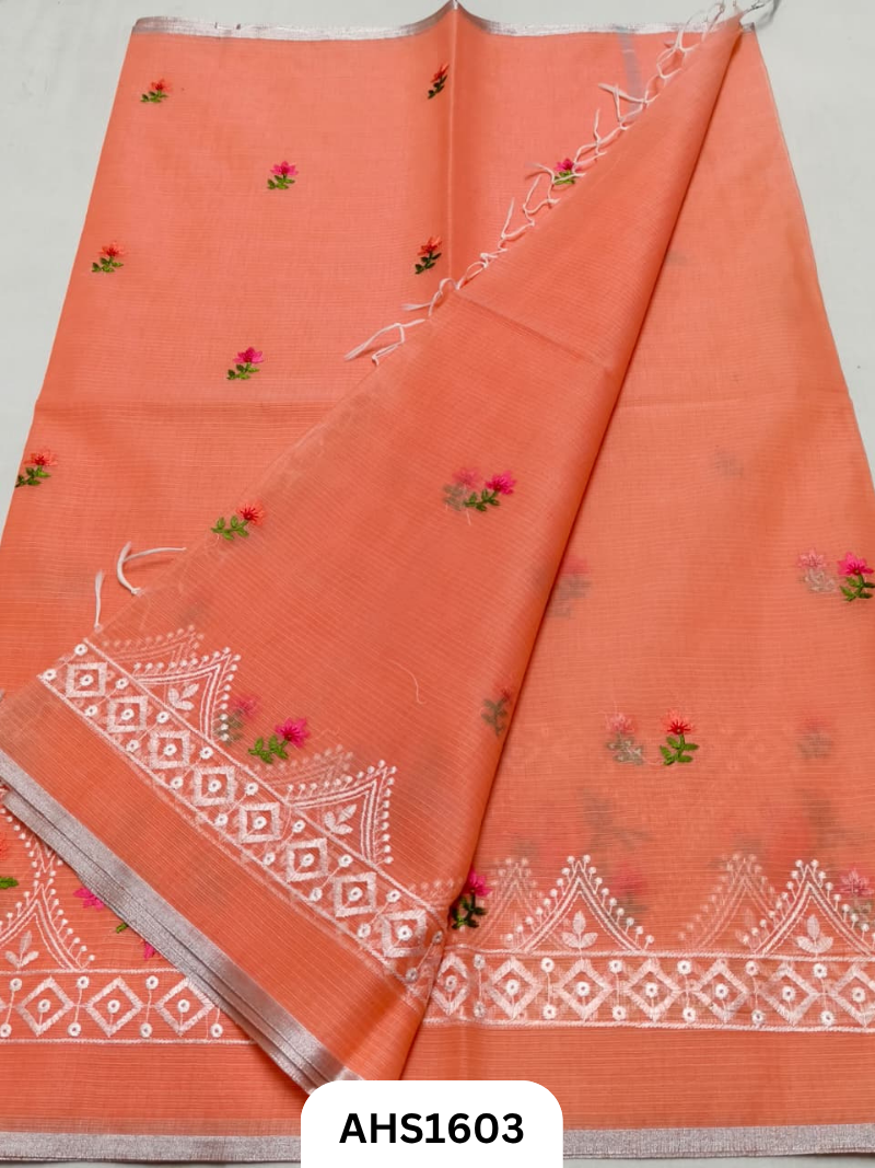 Kota Cotton Embroidery Work Saree with Blouse