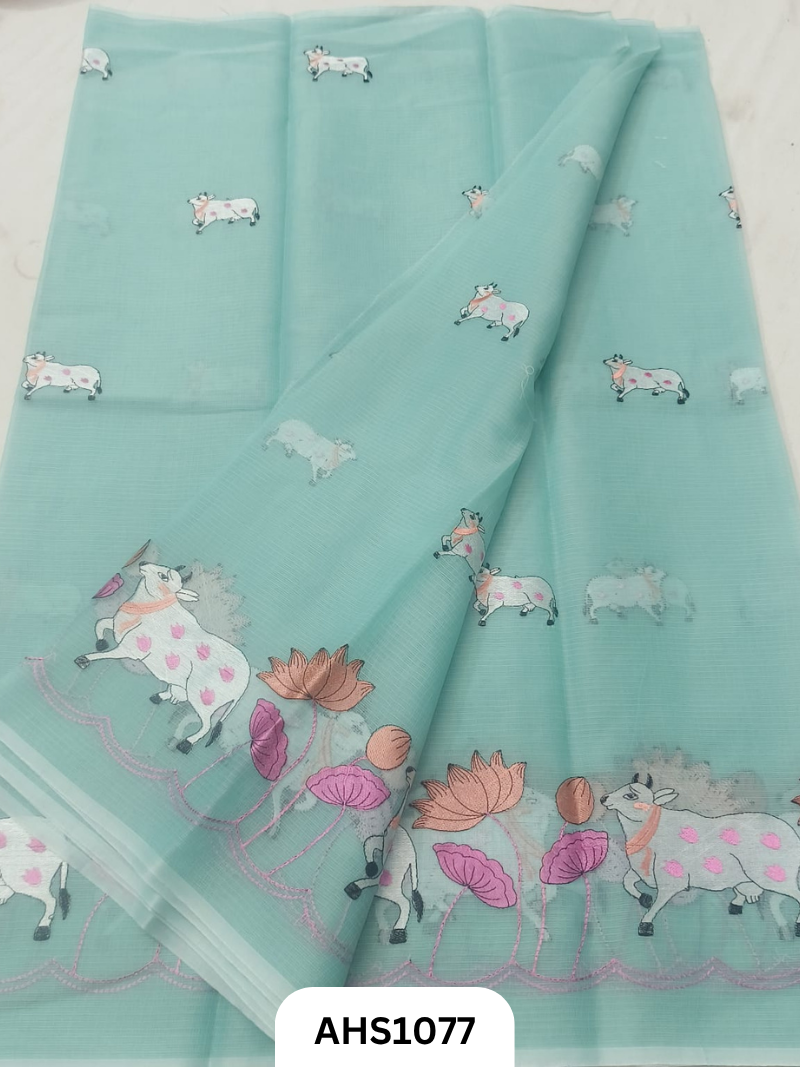 Kota Cotton Pichwai Embroidery Work Saree